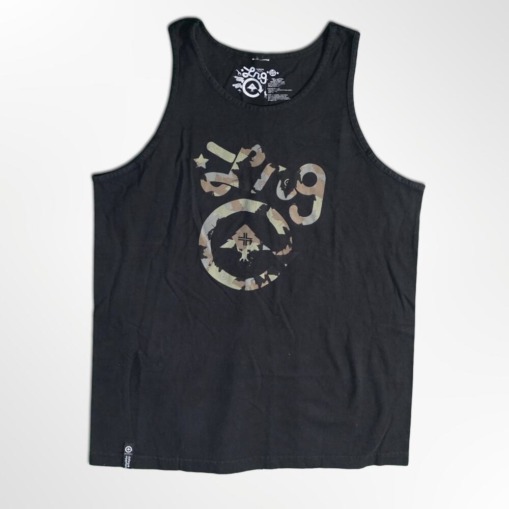 LRG Lifted Research Black Camo Logo Tank Top - Size Large